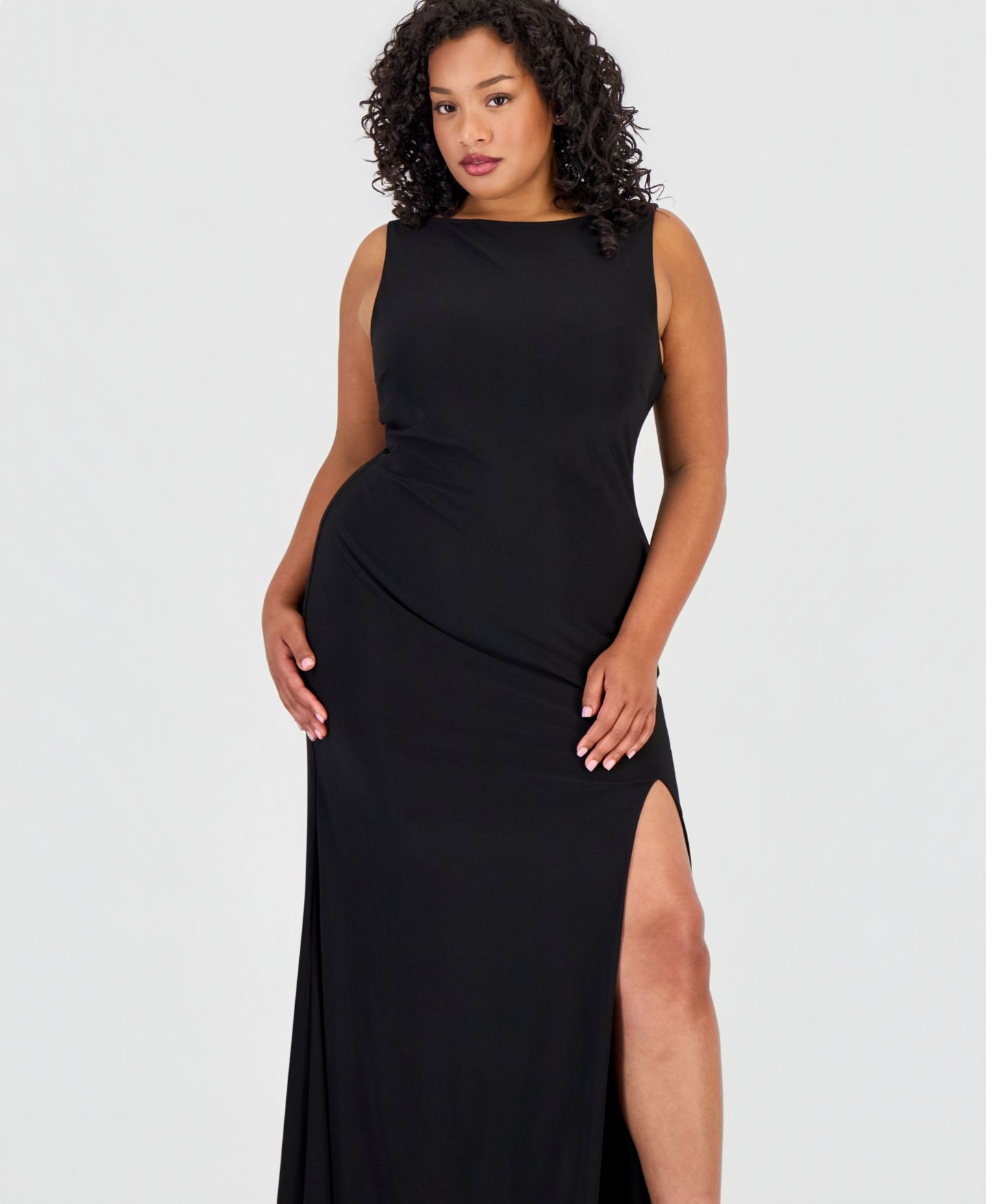 Женские платья B Darlin Trendy Plus Size Scoop-Neck Shiny Knit Gown, цвет: Oxford — фото 3