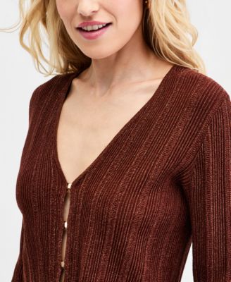 Women's Metallic-Knit Cropped Cardigan, Macy's Exclusive 
