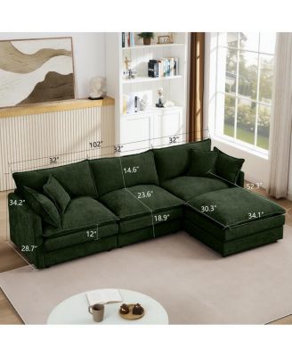 Modular Sectional Sofa, 102 Inch L-Shaped Couch Set