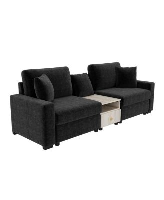 Modern Sofa Couch 95.7" Modular Upholstered with Storage Armrest