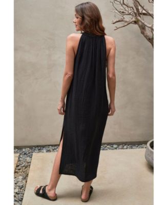 Plus Size Ocean+Main Sleeveless Gauze Midi Dress with Pockets