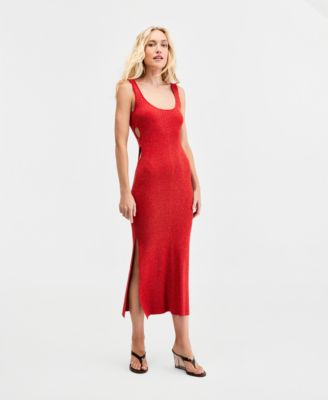 Women's Metallic Knit Cutout Tank Dress