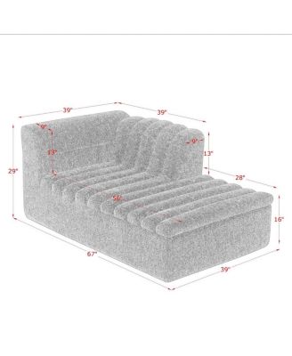 L-Shaped Modular Sectional Sofa with Chaise, Chenille Upholstered, Wave-Shaped Armrest