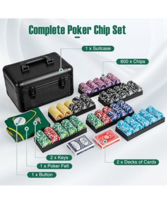 Casino Poker Chips with 600 Pieces Chips Texas Holdem Poker Chip Set