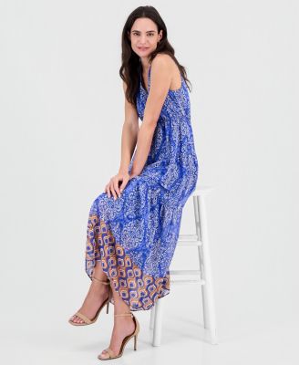 Women's Sleeveless V-Neck Tiered Maxi Dress