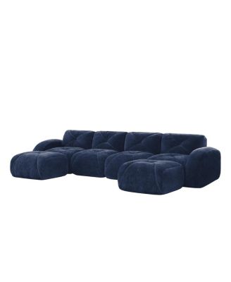 U-shaped Boneless Sofa, Tufted, 32D High Density Sponge, Anti-Slip