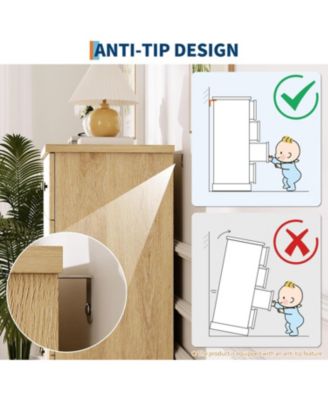 6 Drawer Dresser for Bedroom, Fluted Horizontal Chest of Drawers, 47" Wide Wood Dresser with Metal Handles