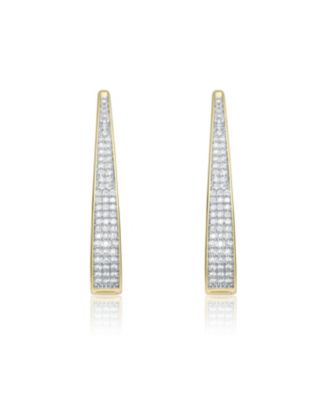 Radiant 14K Gold Plated CZ Pave Oval Hoop Earrings