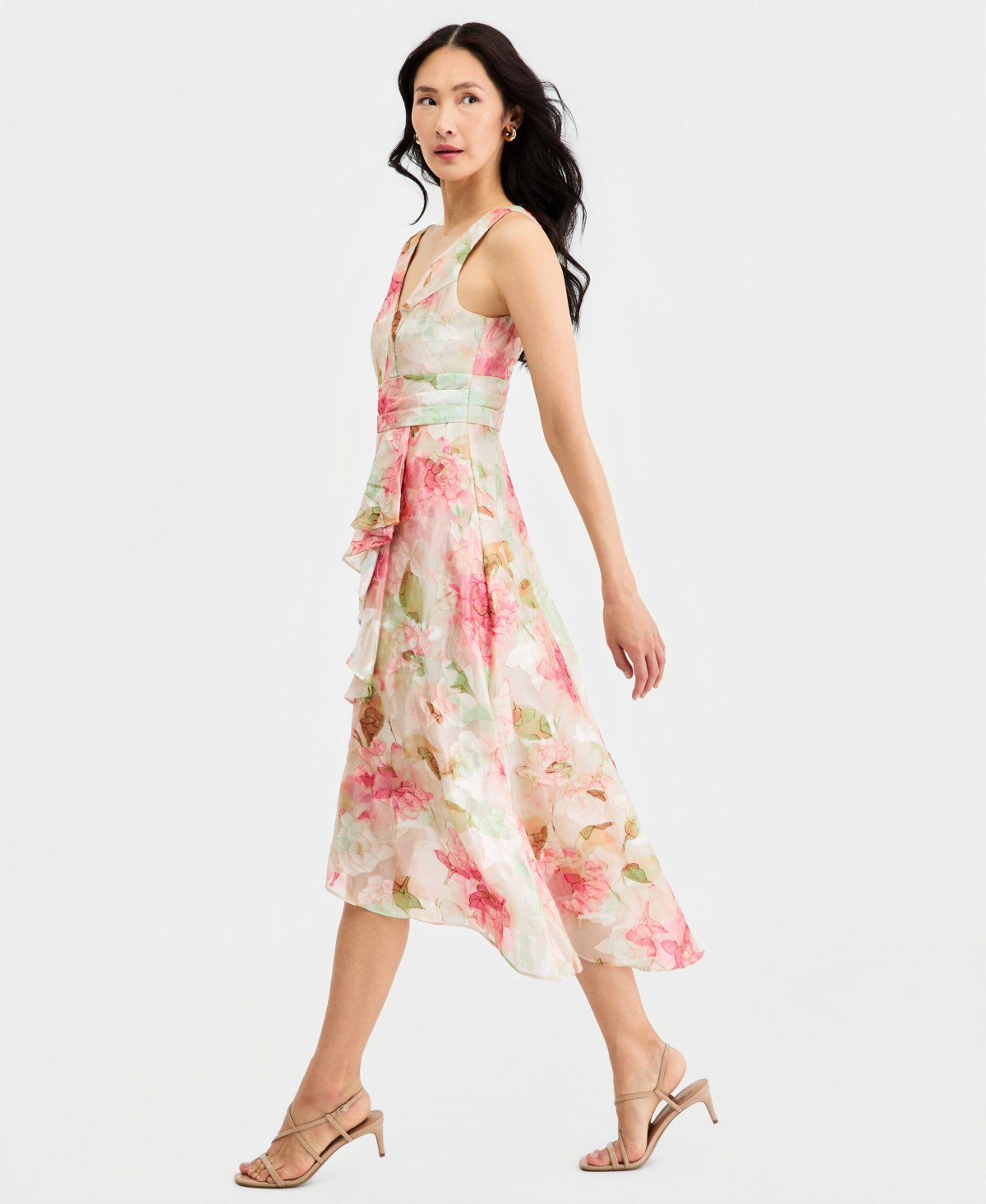 Женские платья Adrianna Papell Women's Cascading Tiered Midi Dress — фото 5