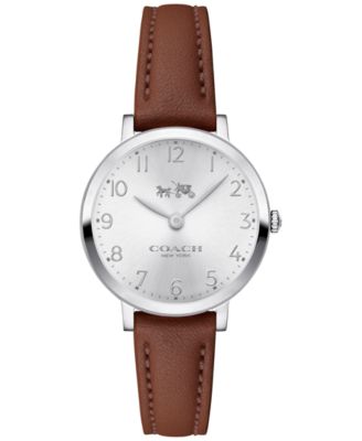 COACH - Women's Ultra Slim Brown Leather Strap Watch 28mm 14502563