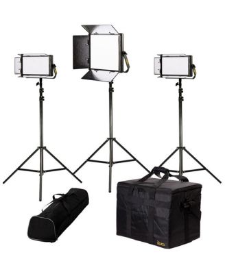 Lyra Bi-Color 3-Point Soft Panel LED Light Kit, Includes 1x LB10 LED Light, 2x LB5 LED Light, 3x HD Stand, 3x Barn Doors with Intensifier, 3x