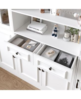 3 in 1 Luxurious Large Bookcase with 30 Shelves & Doors