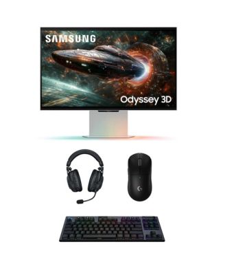 LS27FG900XNXZA G90XF 27" Odyssey 3D 4K Gaming Monitor with PRO-X-2-LIGHTSPEED Headset, G915 Keyboard, and PRO-X-2-SUPERLIGHT Mouse (2025)