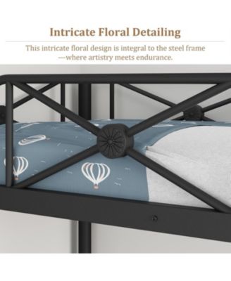 Metal Loft Bed Twin Size, Modern Heavy Duty Loftbeds with Safety Guard Rails & Space-Saving Design, Steel Twin Loft Beds for School, Bedroom