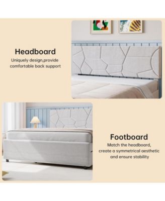 Trundle Bed, Upholstered Platform Bed Frame, Pull Out Bed with Headboard, Wood Slat Support, for Bedroom, Living Room, Guest