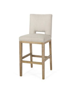 Modern Bar Stool with Rubberwood Legs & L-Backrest Set of 2