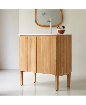 Teak and Ceramic Vanity Cabinet 80 cm Jill