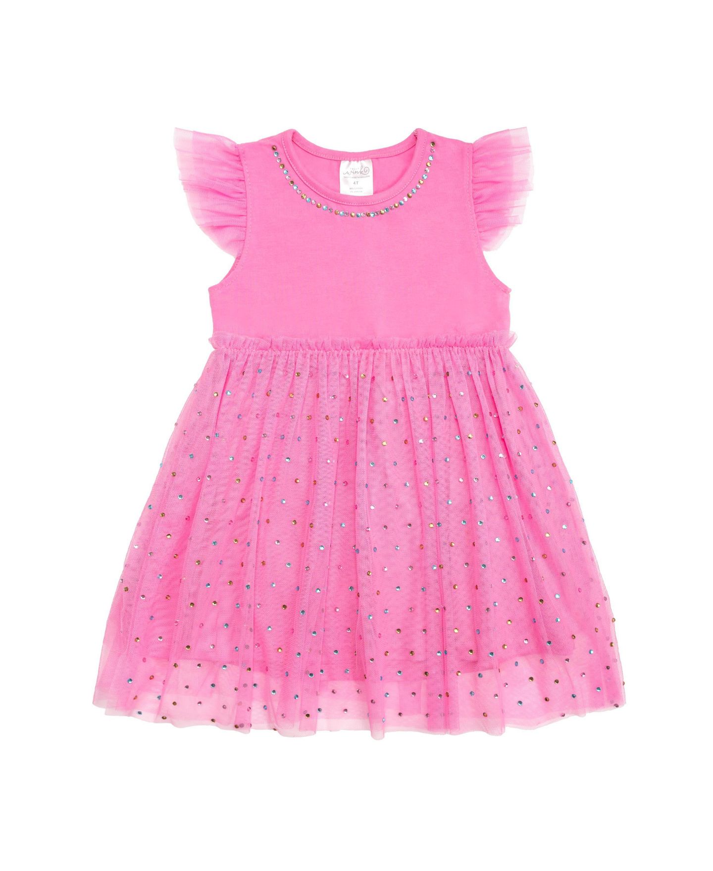 Платье Sweet Wink Raspberry Rhinestone Short Sleeve Tutu Dress для девочек-малышей, цвет: Малиновый — фото 1
