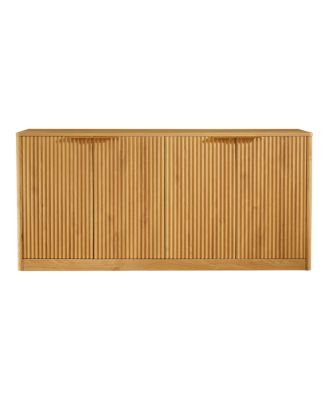 Streamdale 59-inch Modern Wavy Sideboard, Curved Contour 4-Door Storage Cabinet