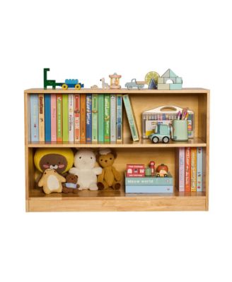 Wooden Toy Storage Organizer, 2-Tier Kids Display Storage Bookshelf for Living Room, Entryway, Preschool, Nursery