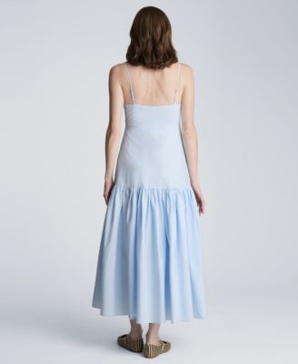 Women's Sweetheart Neck Bubble Flounce Midi Dress