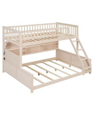 Twin XL over Bunk Bed with Shelving, Lights & Pegboard