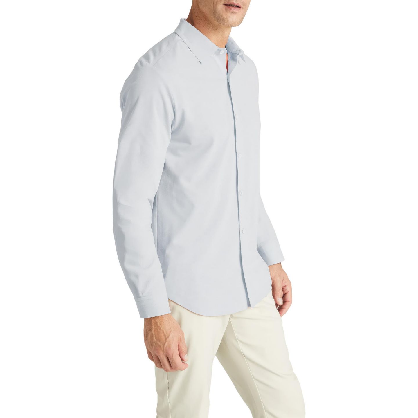 Мужская рубашка Level 7 Office-Leisure Collection Dry Tech Oxford Seamless Long Sleeve, цвет: Меланжевый синий — фото 3