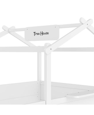 Full Size Floor Bed with Guardrails, Roof, Tray & Signboard