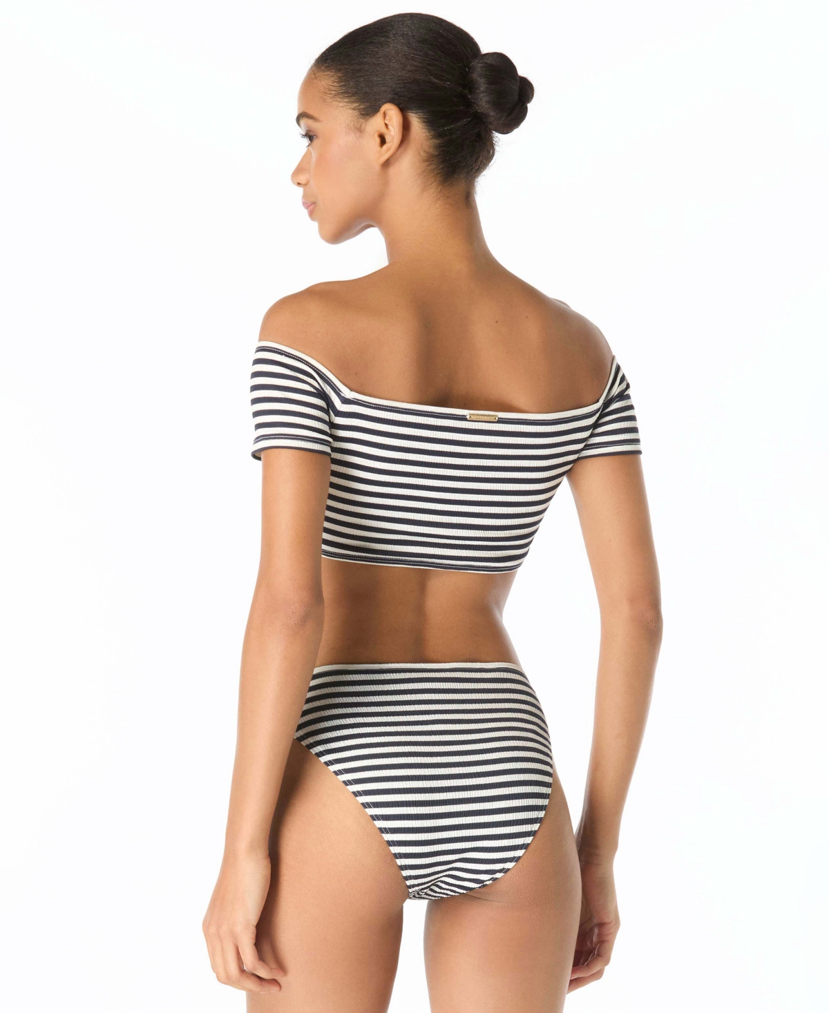 Michael Kors Women's Off-The-Shoulder Stripe Bikini Top