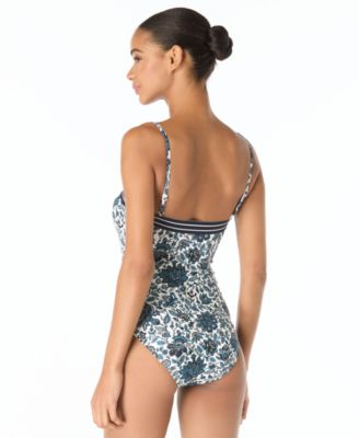 MICHAEL Women's Bandeau Neck Printed One-Piece Swimsuit