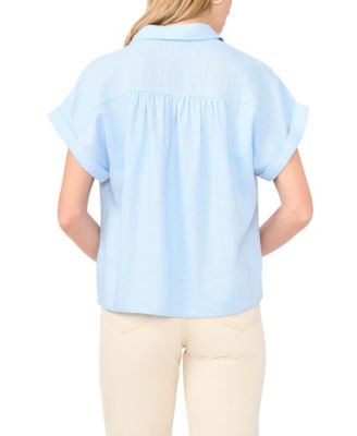 Women's Collared Neck Short-Sleeve Blouse