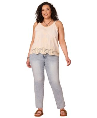 Plus Size V-Neck Embroidered Tank Top