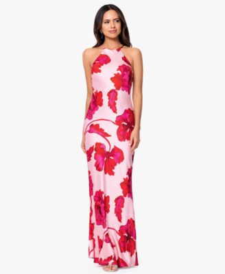 Women's Sleeveless Halter Neck Printed Long Dress