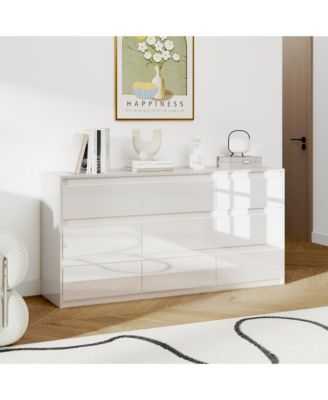 63" High Gloss 9 Drawer Dresser,Modern Bedroom Chest