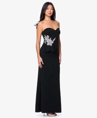 Women's Strapless Floral Accent Gown