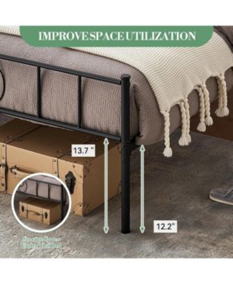 King Metal Platform Bed Frame With Headboard and Footboard Storage No Box Spring Mattress Support Simple Assembly
