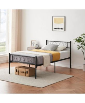 Metal Bed Frame With Headboard and Footboard Heart Design Platform For Kids No Box Spring