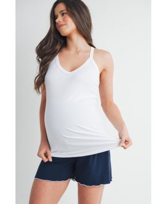 Maternity Sleeveless Ribbed V-Neck Racerback Tank Top