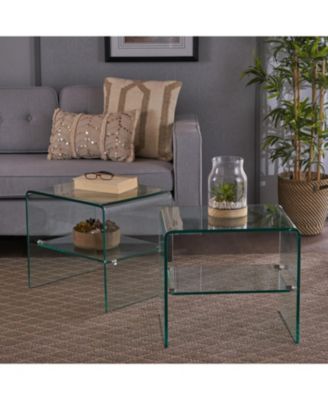 Tempered Glass & Aluminum End Table - Living Room Accent
