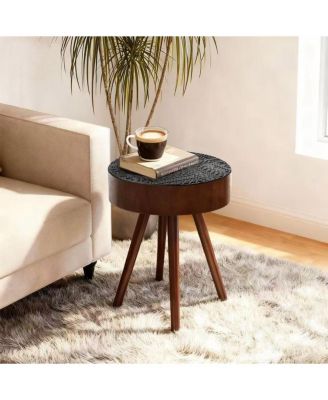   15.7" Round Side Table - Modern Accent Nightstand for Compact Spaces