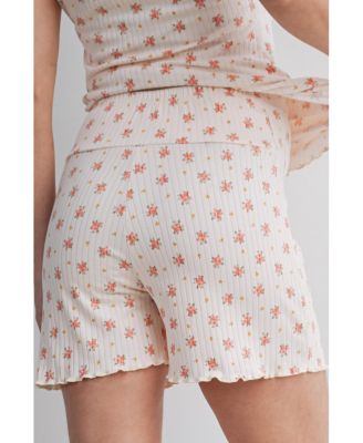 Maternity Ribbed Floral Lounge Set with Shorts and Top
