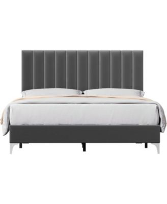 Bed Frame with Headboard and 4 Drawers Platform Steel Slats No Box Spring Needed Quiet Easy Assembly