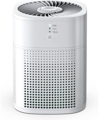 Bedroom Air Purifier: HEPA filter removes smoke, allergies, pet dander. Sleep mode, compact, black/white. 1 pack