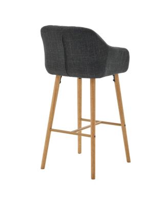 Streamdale  Furniture Modern Linen Bar Stools Set of 2 with Back & Armrest