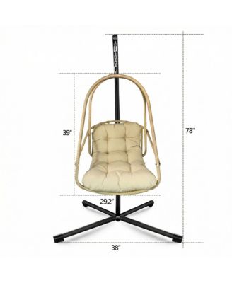 Swing Egg Chair with Stand Indoor Outdoor Wicker Rattan Patio Basket Hanging Chair
