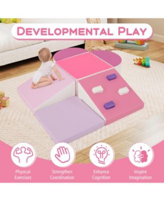 6-Piece Soft Toddler Play Set with Climbing Triangle, Ramp & Safe Foam Design for Active Play