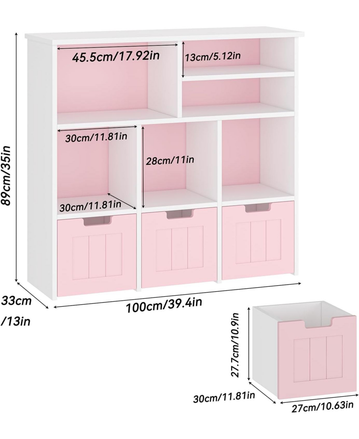 gaomon Toy Storage Cabinet with 3 Movable Drawers and 6 Cubes