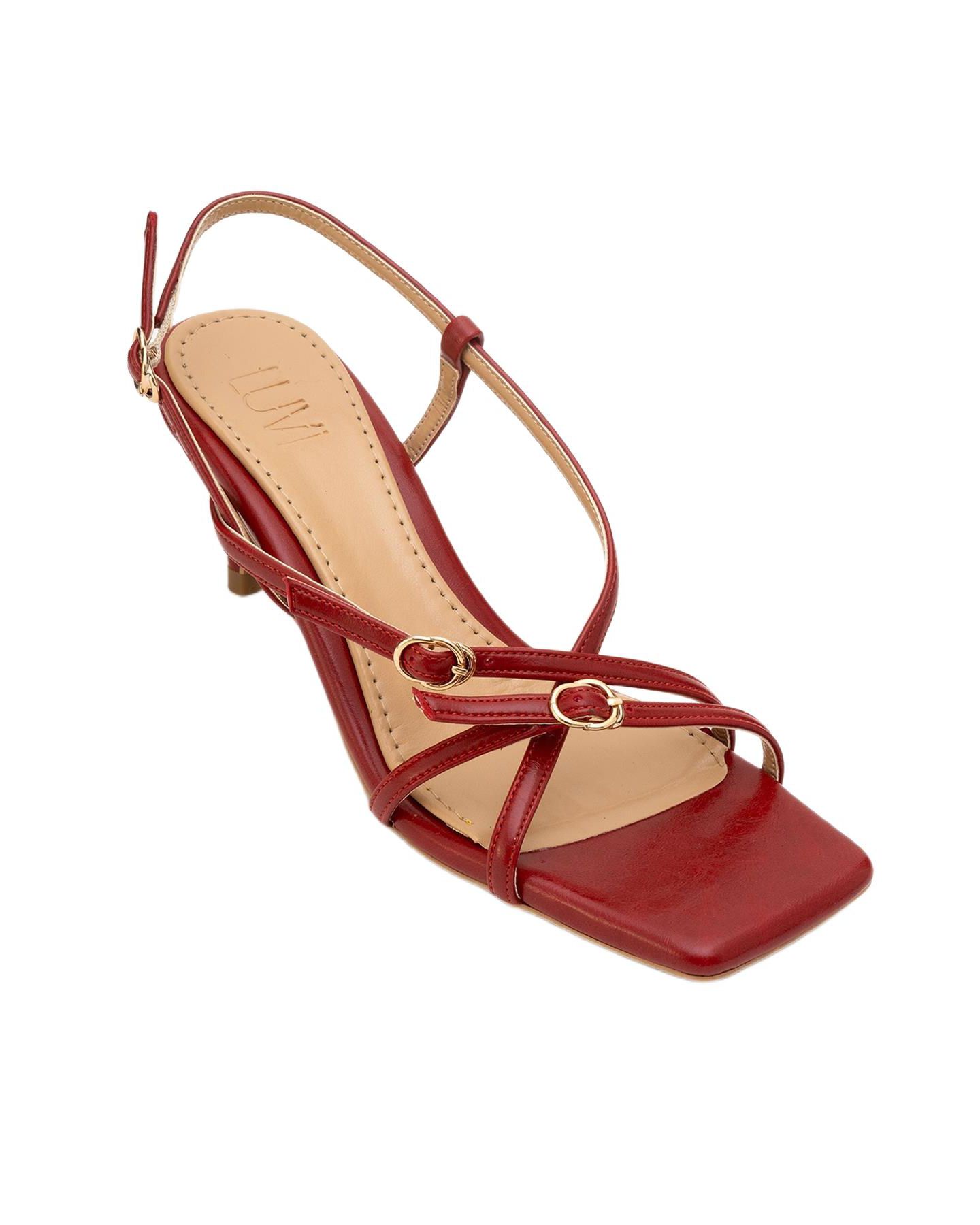 Женские сандалии Prologue Shoes Chaka Square Toe Stiletto, цвет: Красный — фото 1