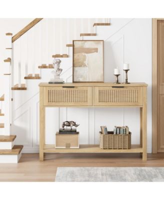 43" Farmhouse Wooden Console Table with 2 Drawers