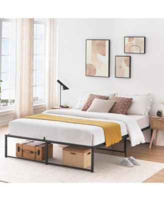   14 Inch Metal Platform Bed Frame Heavy Duty Slats Storage No Box Spring Needed Easy Build Durable